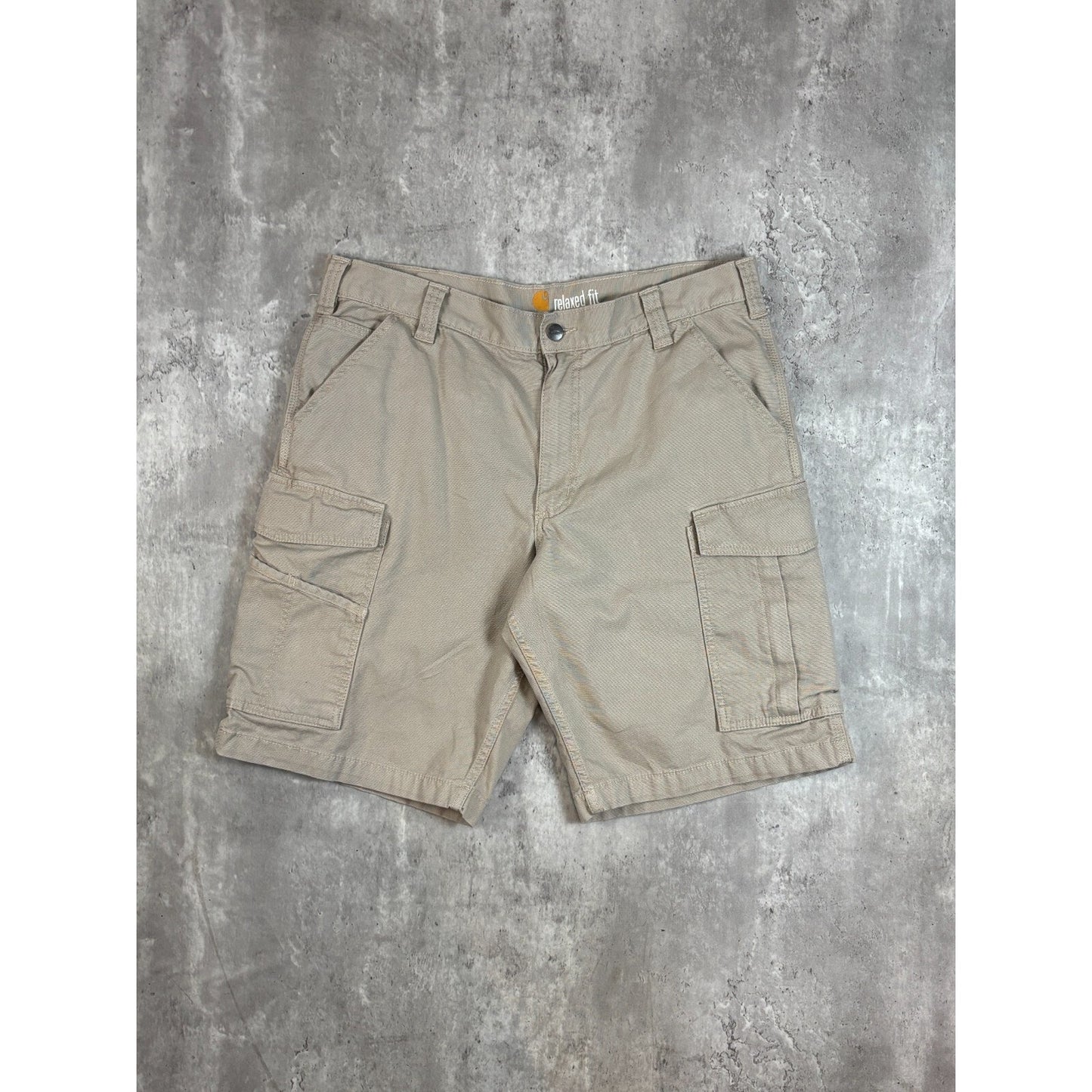 Carhartt Relaxed Fit Canvas Workwear Cargo Shorts Size 36 Beige