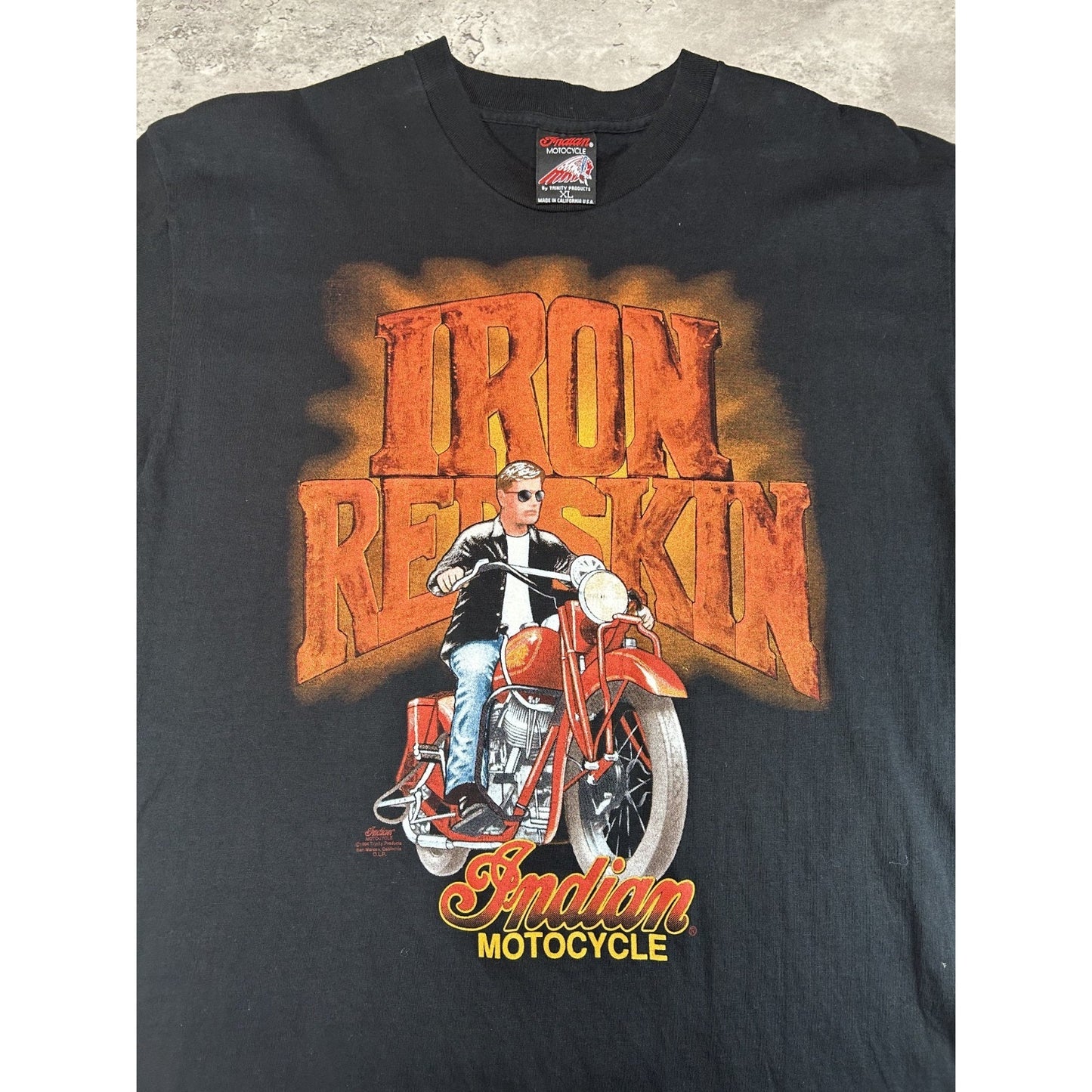 Vintage 1994 Indian Motorcycles Iron Redskin Motorcycle Graphic T-Shirt Sz XL