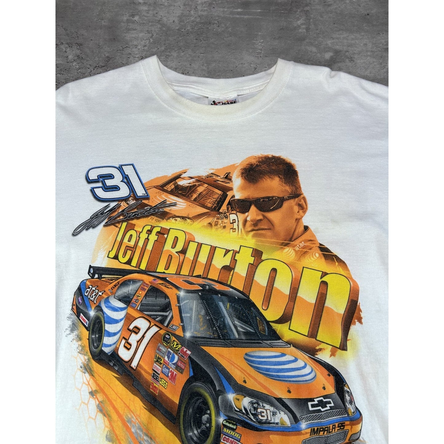 Vintage Jeff Burton #31 Nascar Big Graphic AT&T T-Shirt Size XL White
