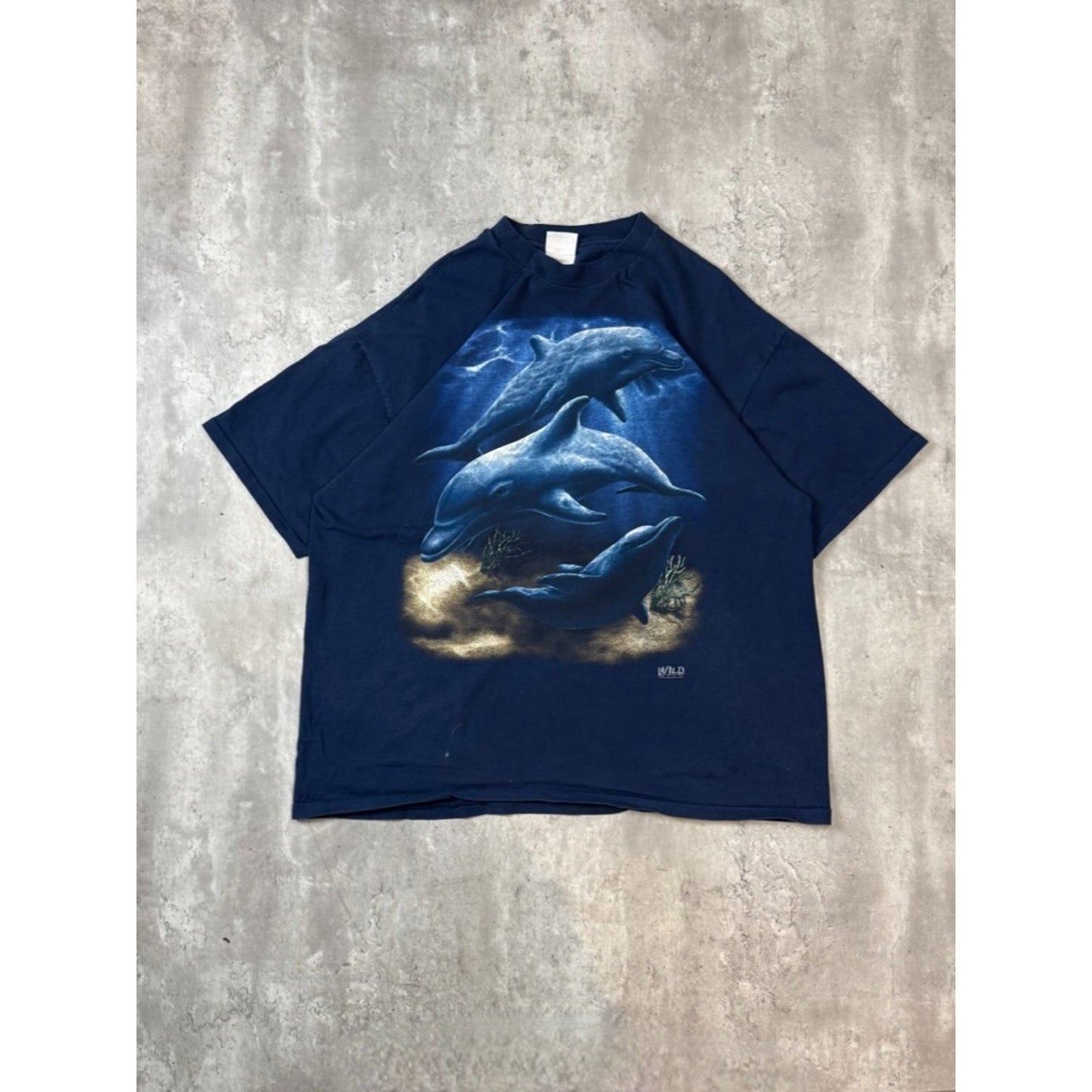 Vintage 90s Dolphin Ocean Animal Nature Graphic T-Shirt Size 2XL Blue