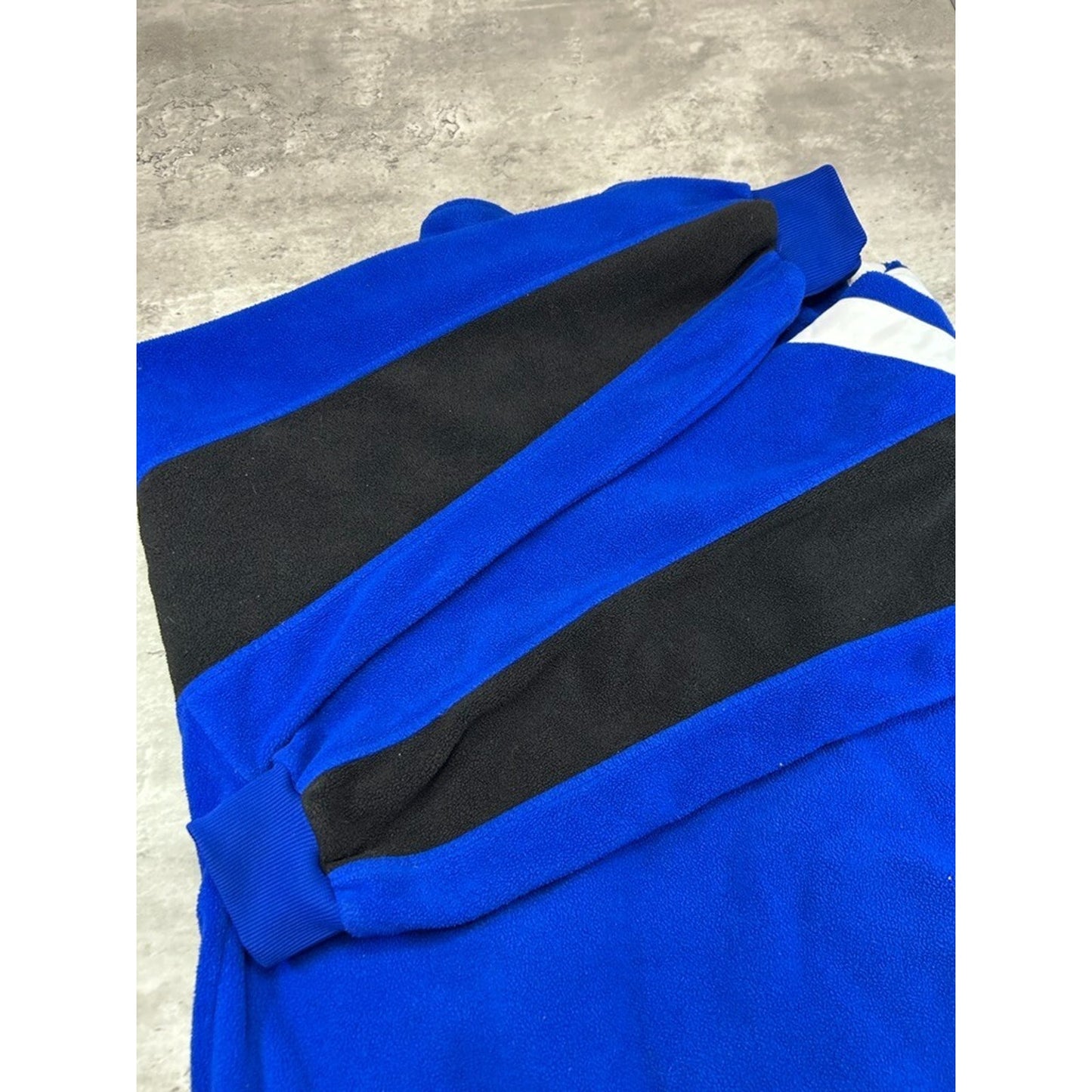 Vintage 80s Adidas Embroidered Spellout 1/4 Zip Fleece Sweatshirt Size XL Blue
