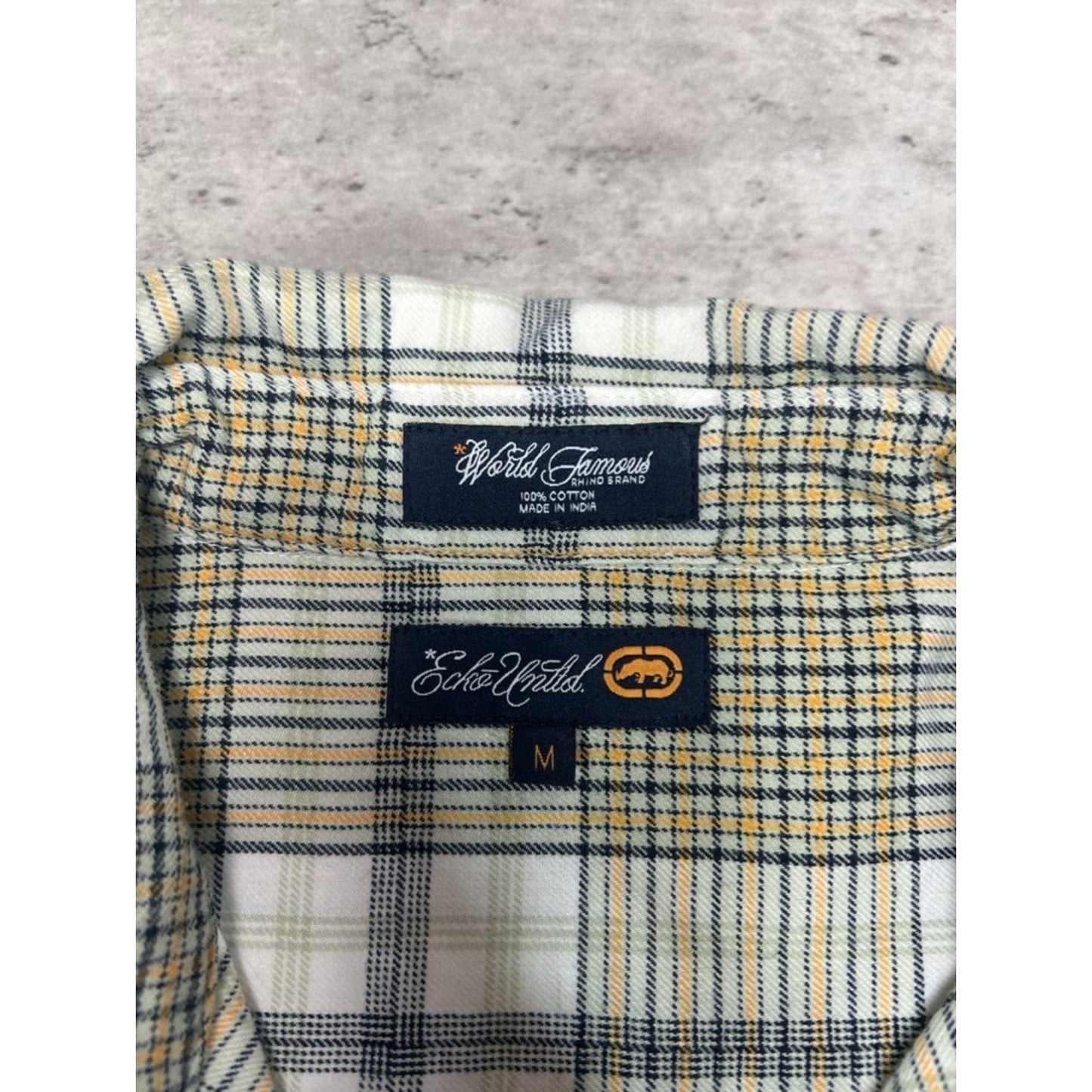 Vintage Y2K Ecko Unltd Plaid Single Pocket Short Sleeve Button Up Shirt Medium