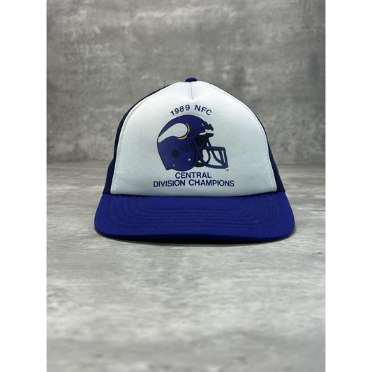 Vintage 1989 Minnesota Vikings NFL Division Champs Trucker Snapback Hat OSFA