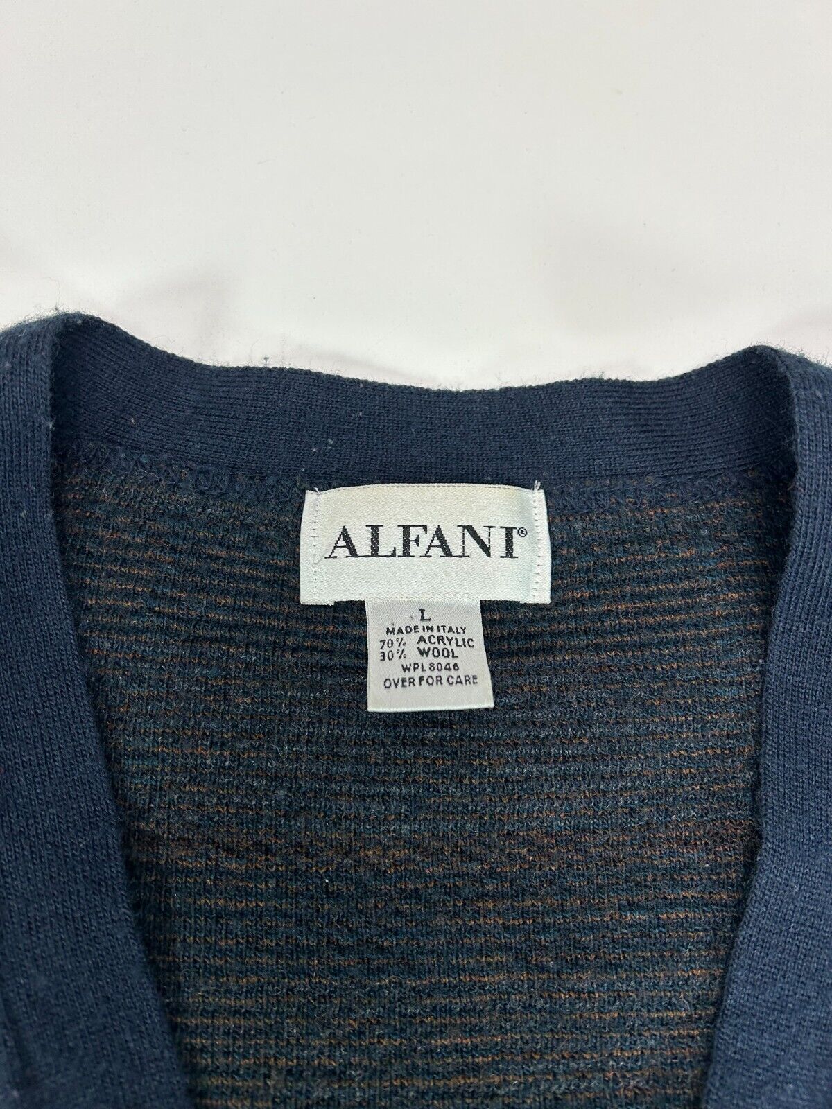 Vintage 90s Alfani Checkered Pattern Button Up Cardigan Knit Sweater Size Large