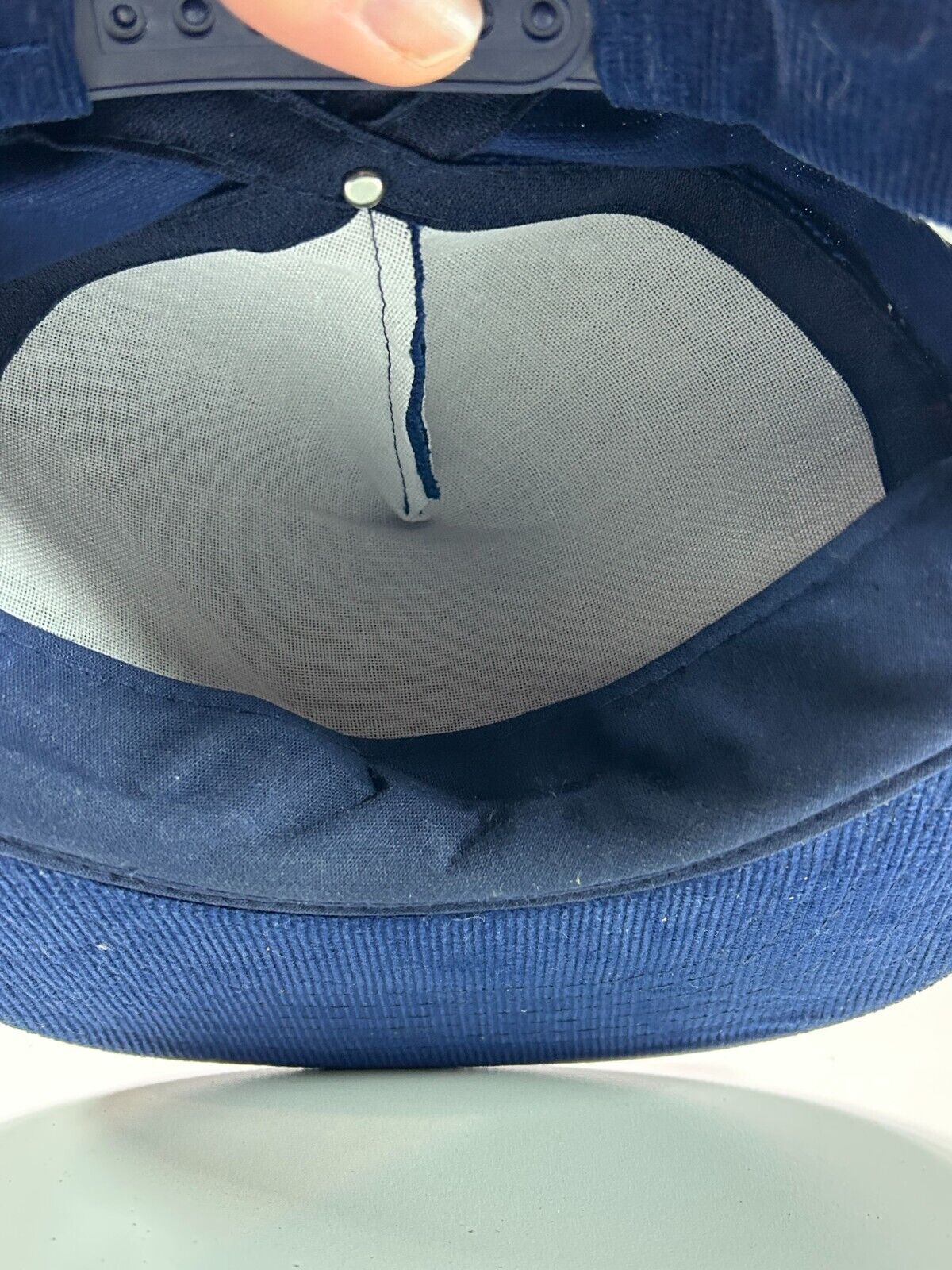 Vintage Shift Shuffle Spell Out Corduroy Snapback Hat OSFA Navy Blue