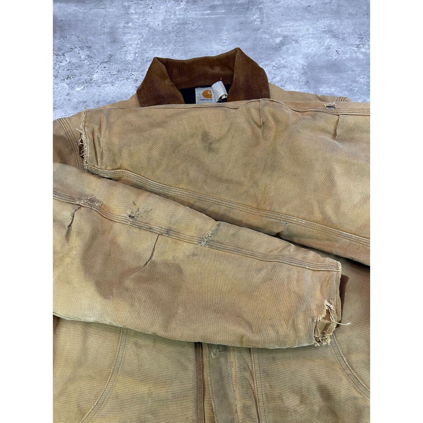 Vintage Carhartt Quilted Lined Canvas Workwear Cropped Arctic Jacket Size XL