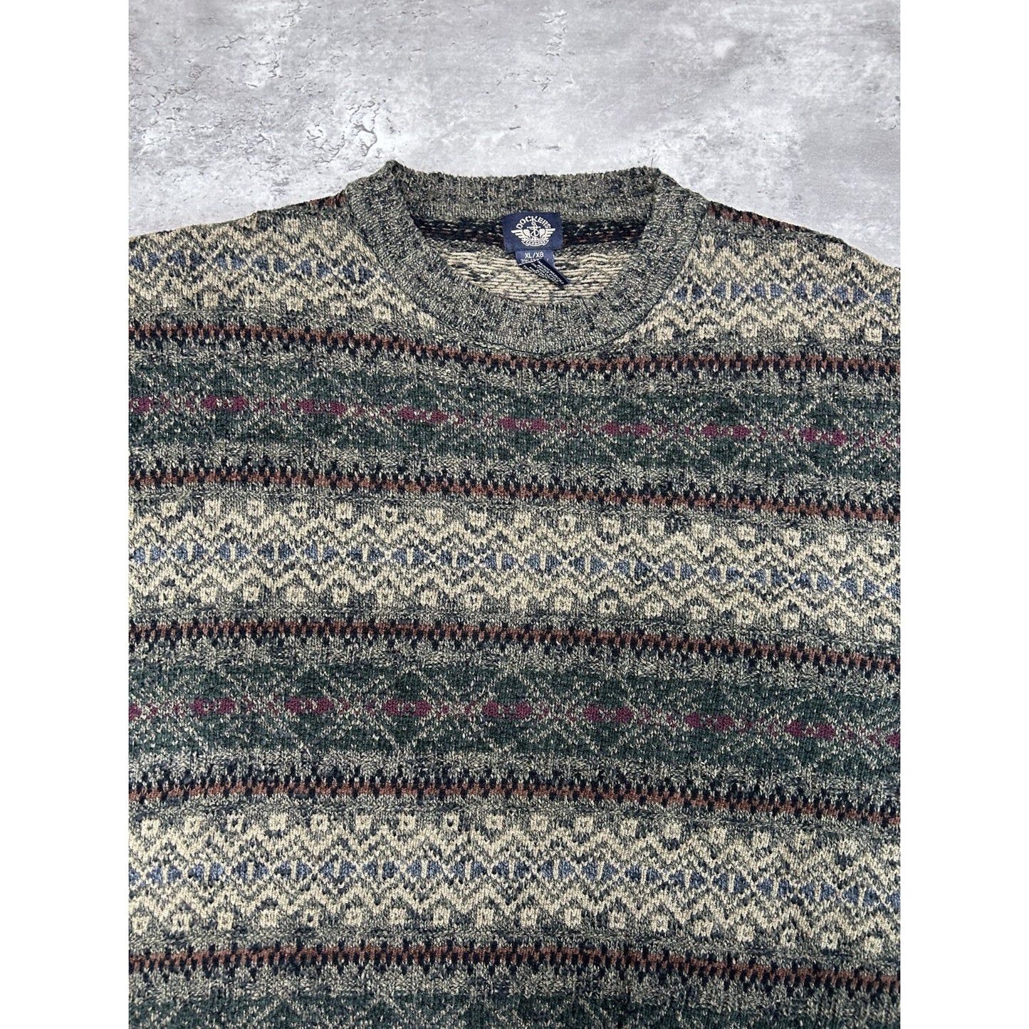 Vintage 90s Dockers Striped Print Pullover Knit Sweater Size XL