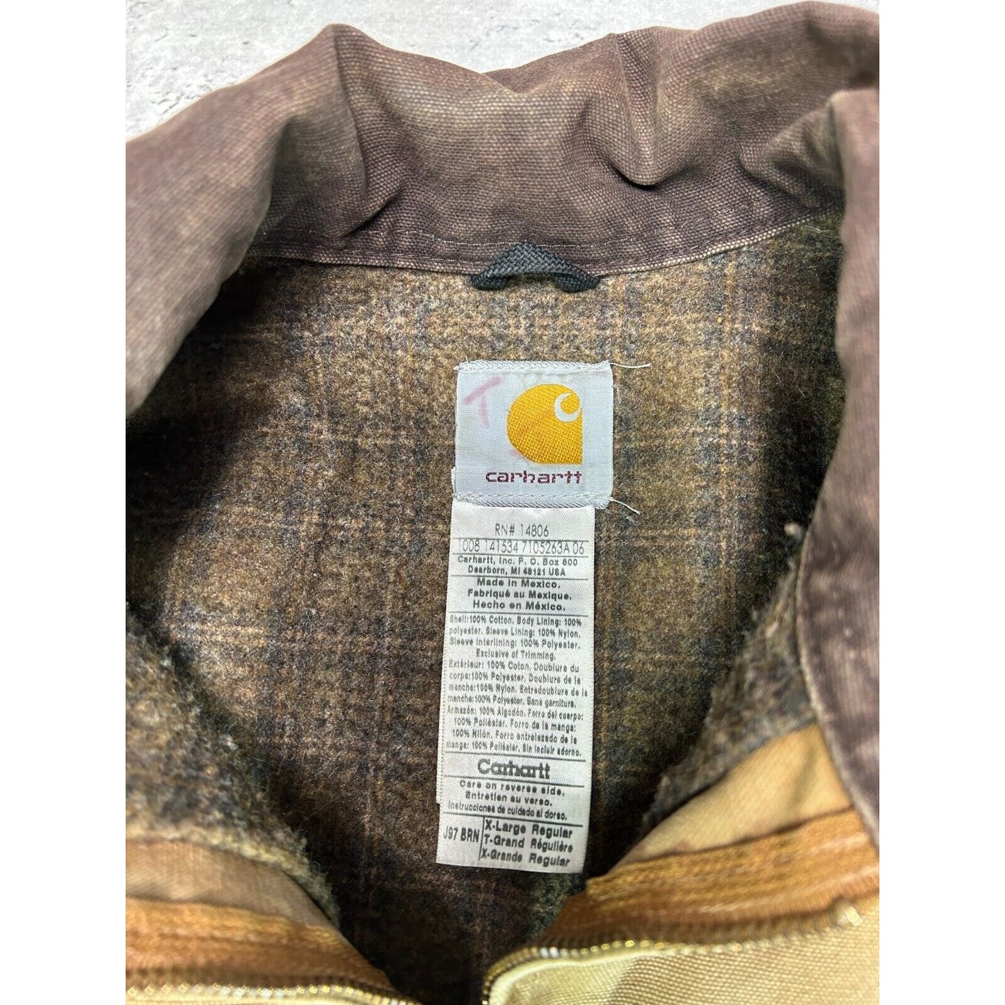 Vintage Carhartt Blanket Lined Canvas Workwear Detroit Jacket Size XL J97 BRN
