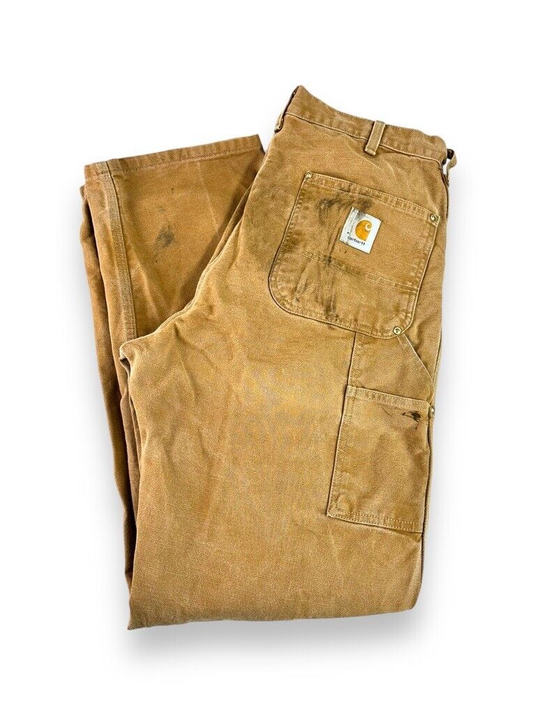 Vintage Carhartt Canvas Workwear Double Knee Carpenter Pants Size 35