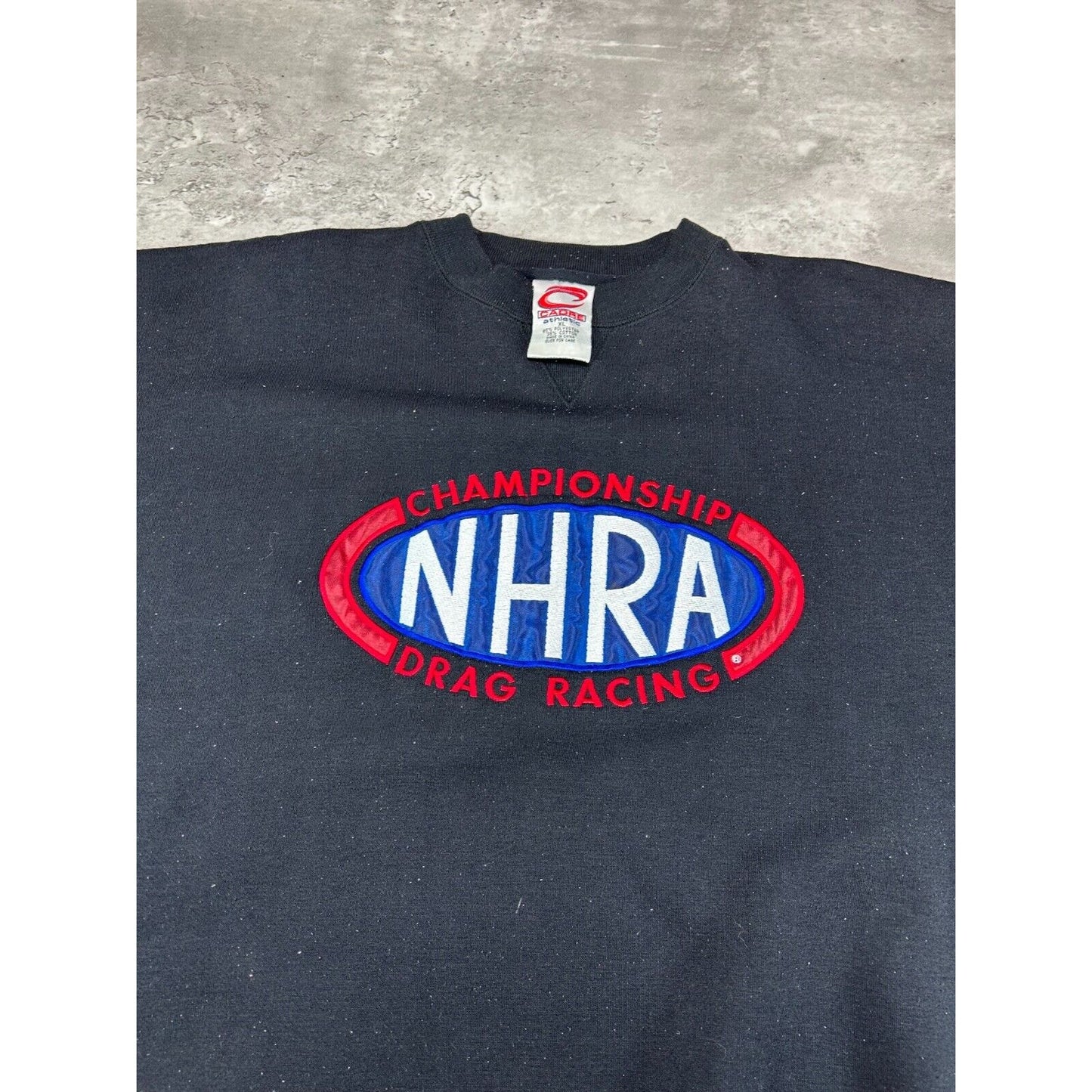 Vintage NHRA Championship Drag Racing Embroidered Sweatshirt Size XL Black