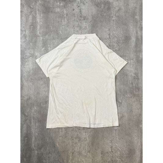 Vintage 1985 Stanford Beach Club Graphic Crest Spellout T-Shirt Size Large White