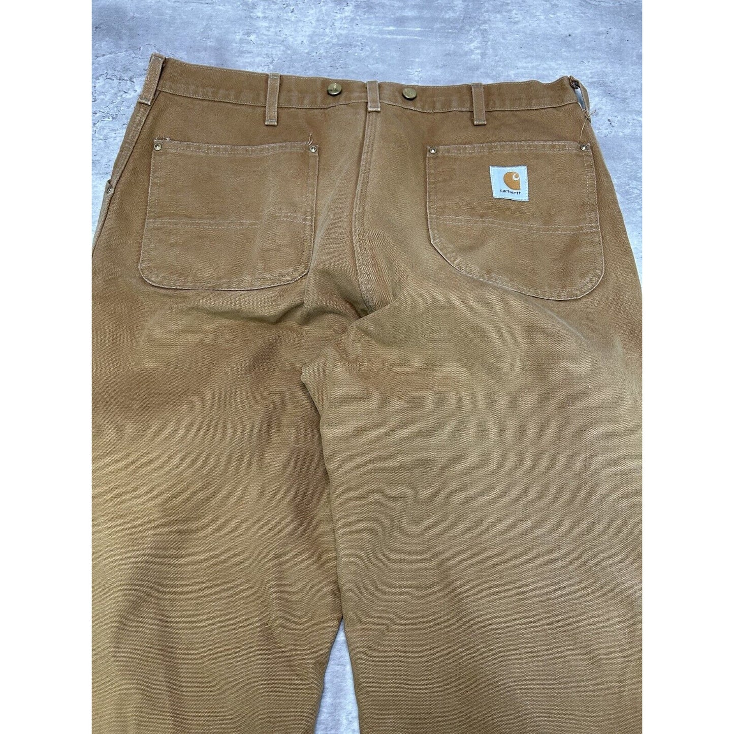 Vintage 90s Carhartt Quilted Lined Canvas Riveted Workwear Pants Size 38 Beige