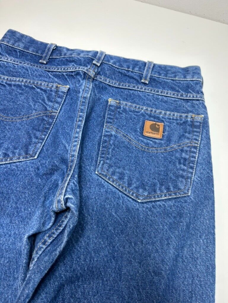 Vintage Carhartt Dark Wash Denim Workwear Pants Size 32W Blue B18 PRW