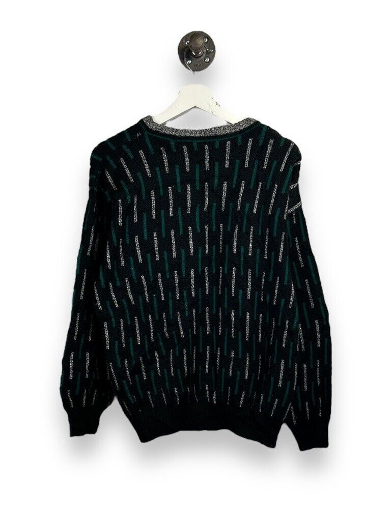 Vintage Striped Multicolor Pattern Ribbed Pullover Knit Sweater Size Large