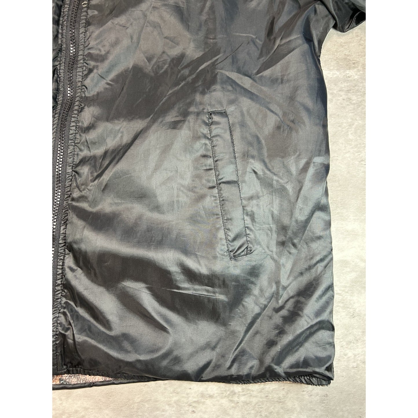 Vintage Aqua Stop Tree Camo Reversible Fleece Nylon Hunting Jacket Size Large