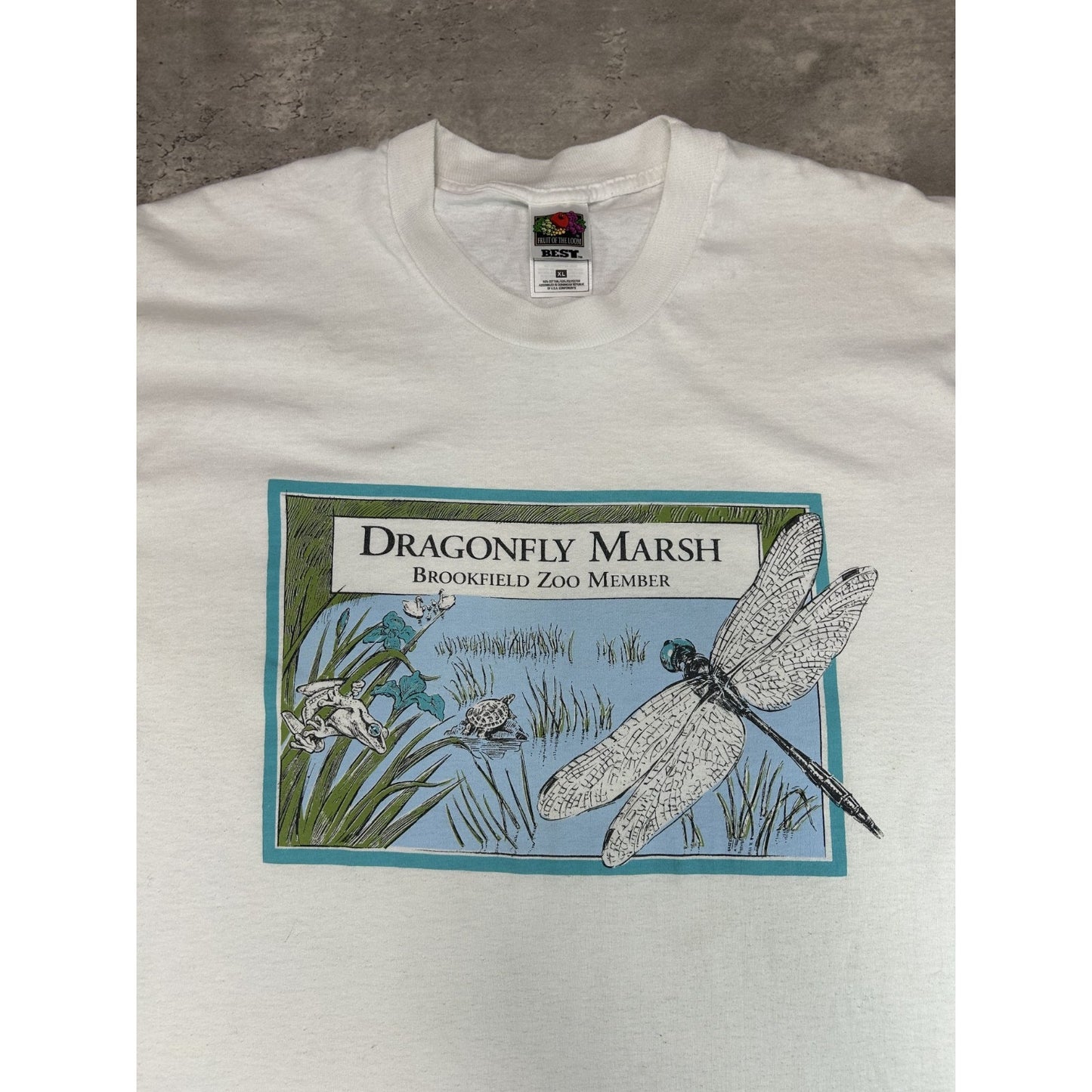 Vintage 90s Brookfield Zoo Dragonfly Marsh Nature Graphic T-Shirt Size XL
