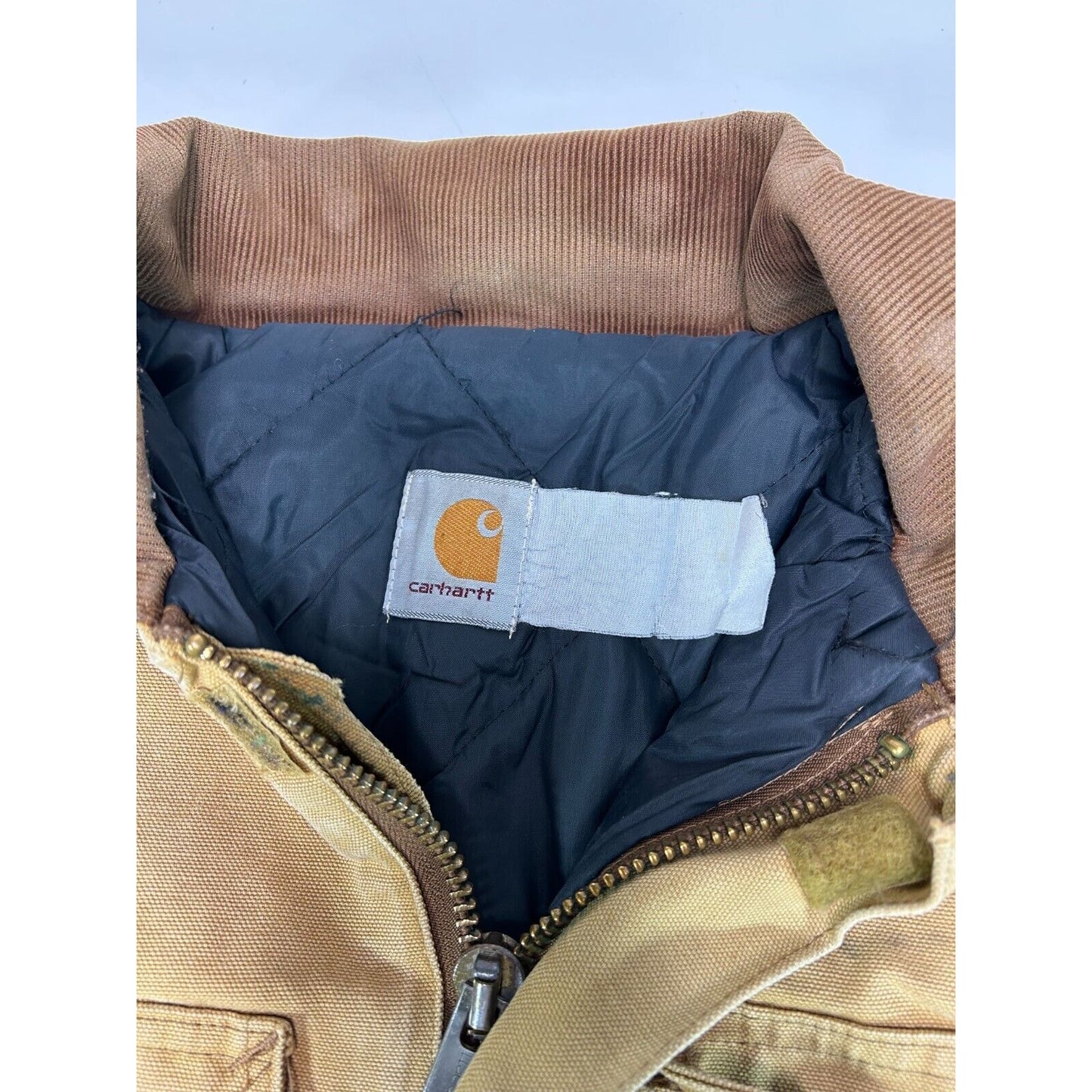 Vintage Carhartt Quilted Lined Canvas Workwear Arctic Jacket Size XL Beige