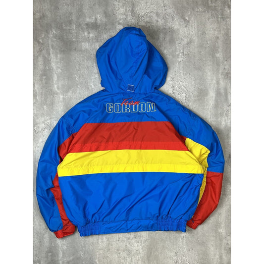 Vintage 90s Jeff Gordon #24 Nascar Embroidered Logo Hooded Nylon Jacket Size XL