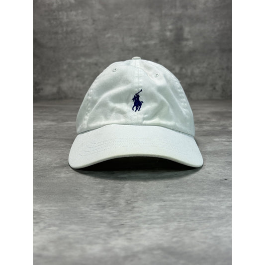Vintage Polo Ralph Lauren Embroidered Pony Strapback Hat OSFA White