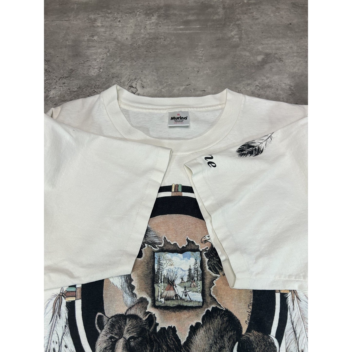 Vintage 90s Maine Dreamcatcher Animal Nature Graphic T-Shirt Size XL