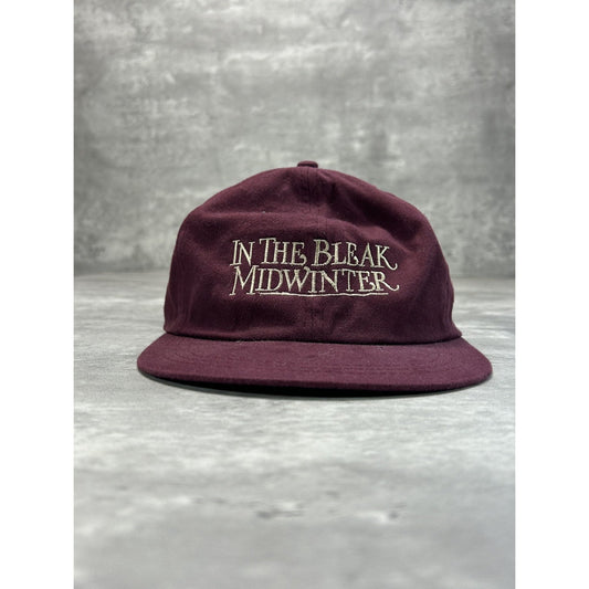 Vintage 90s In The Bleak Midwinter Embroidered Spellout Snapback Hat OSFA Maroon