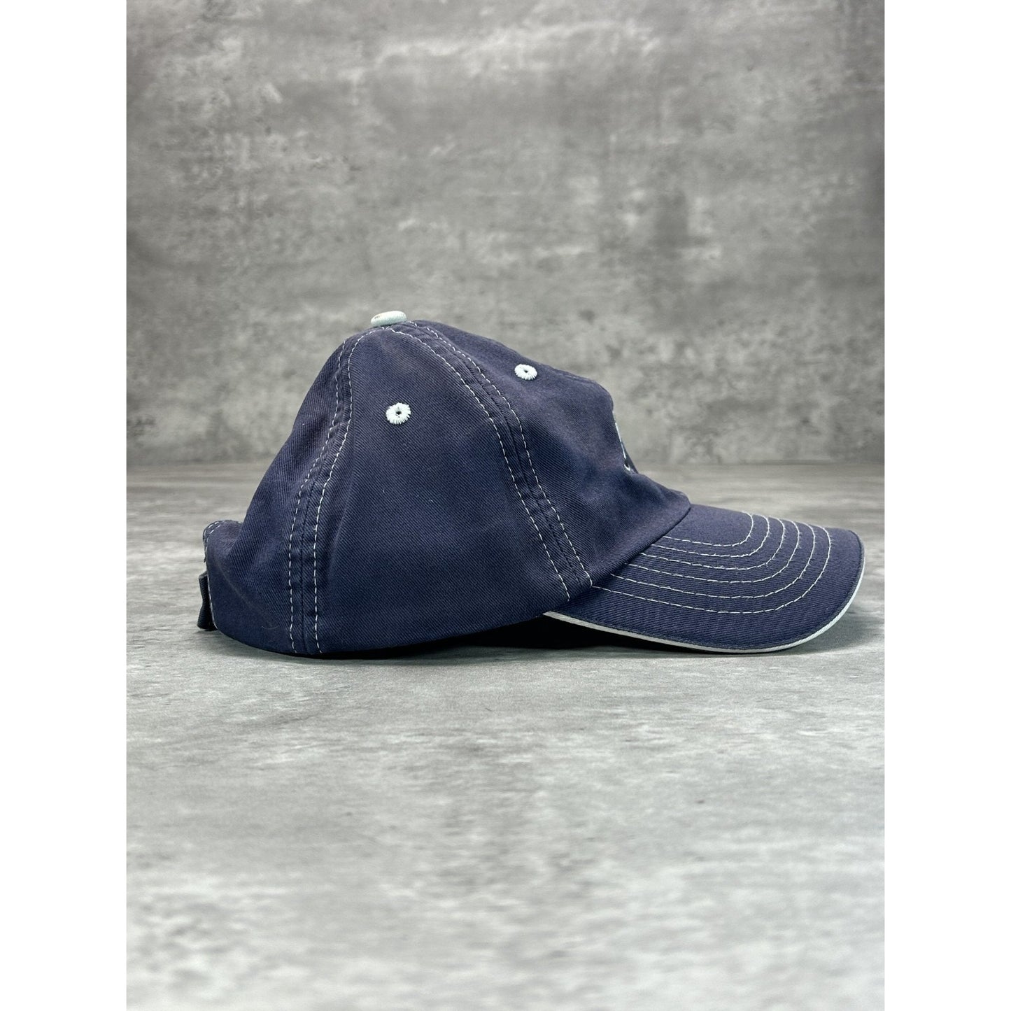 Vintage BMW Embroidered Logo Two Tone Strapback Hat OSFA Navy Blue/White