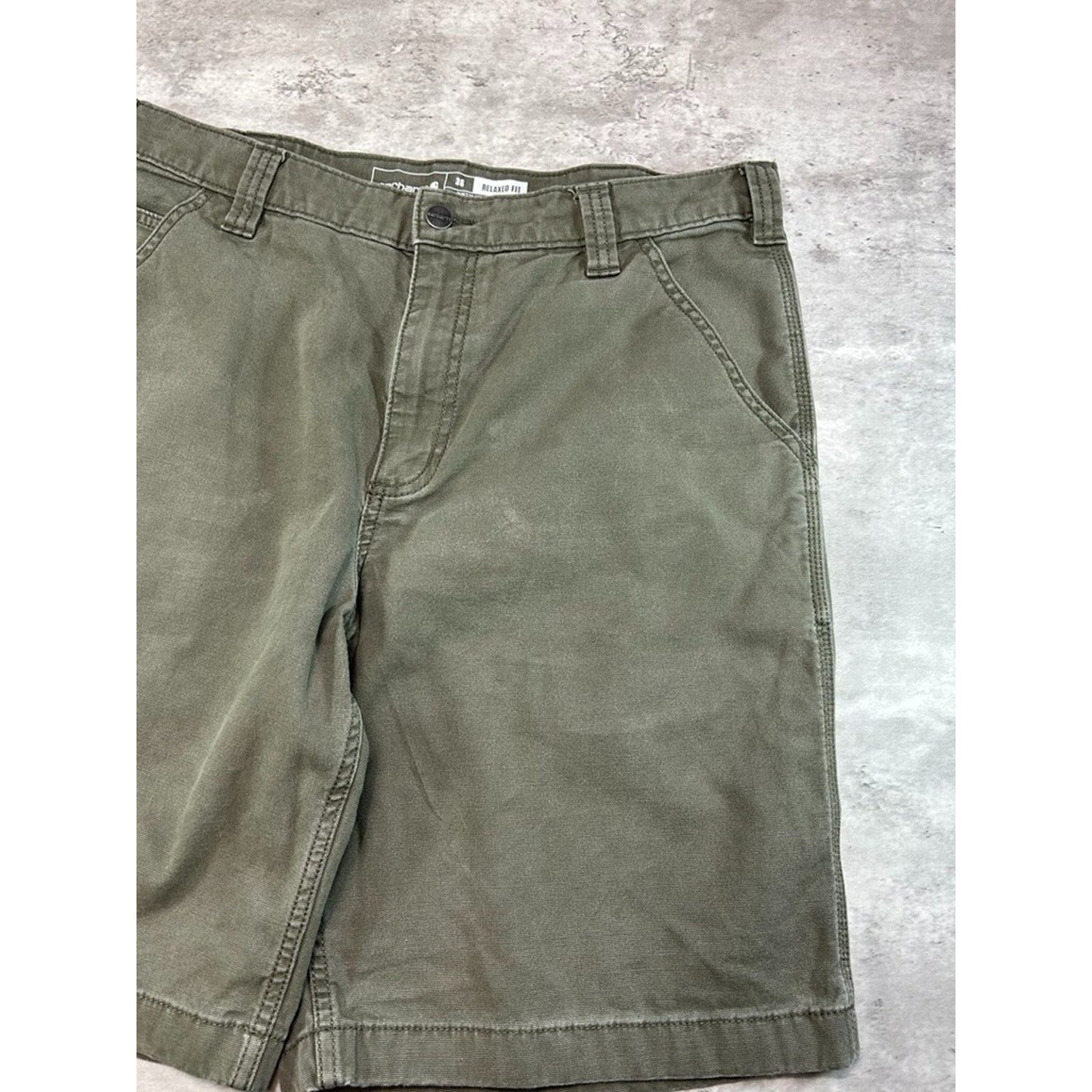 Carhartt Relaxed Fit Canvas Workwear Five Pocket Shorts Size 36 Green