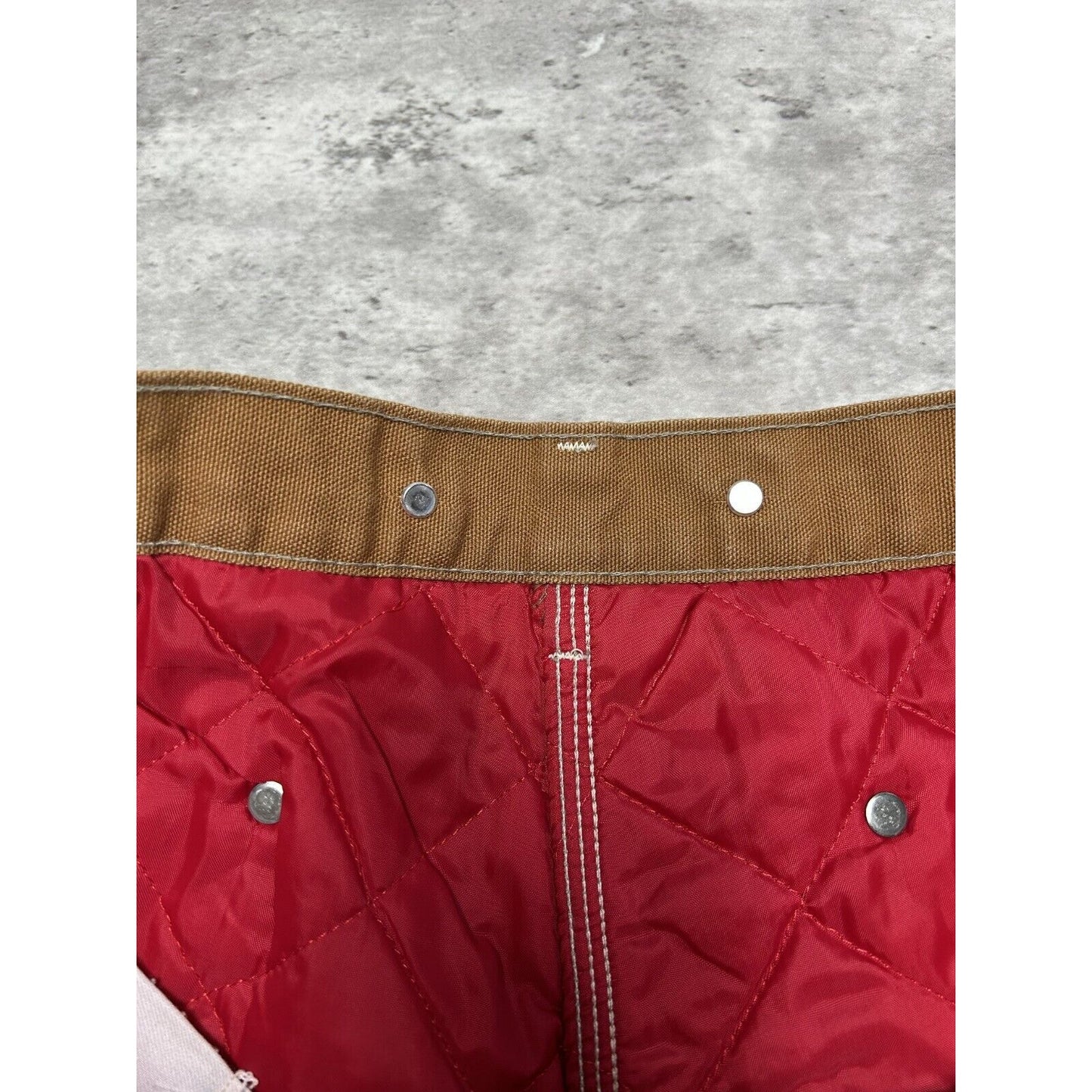 Vintage 90s Carhartt Quilted Lined Canvas Riveted Workwear Pants Size 38 Beige