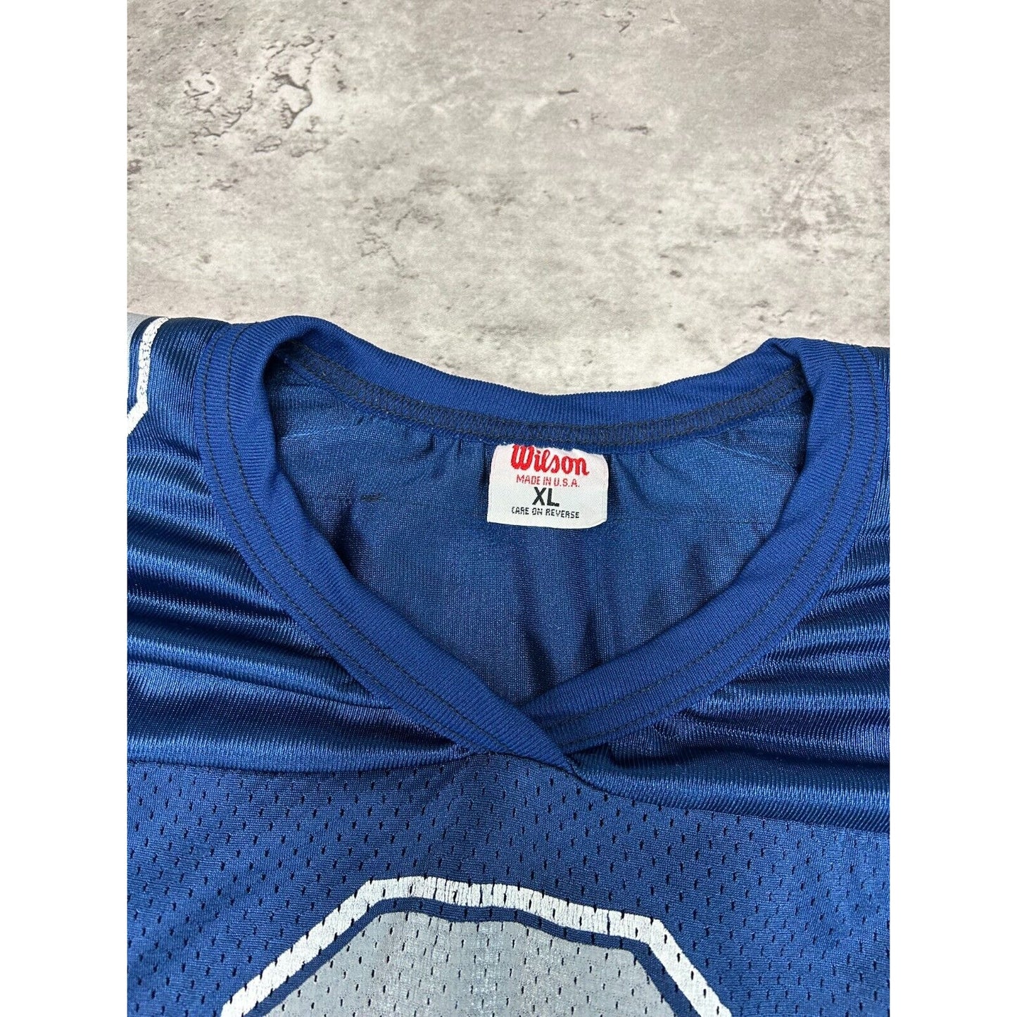 Vintage 90s Troy Aikman Dallas Cowboys NFL Wilson Football Jersey Size XL Blue