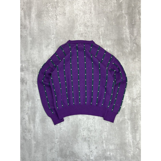 Vintage 90s Izod Diamond Striped Print Pullover Knit Sweater Size Large