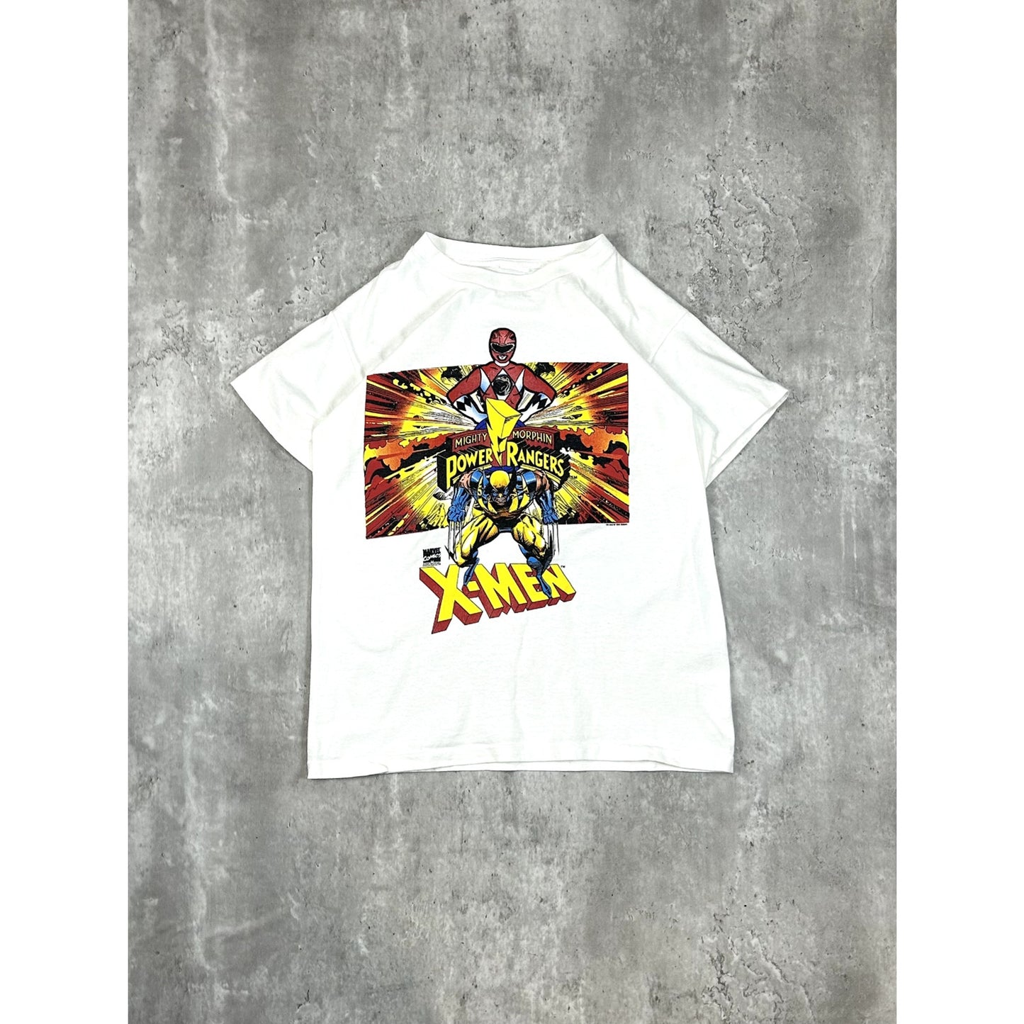 Vintage 1994 Marvel X-Men Power Rangers Superhero Graphic T-Shirt Size XS White
