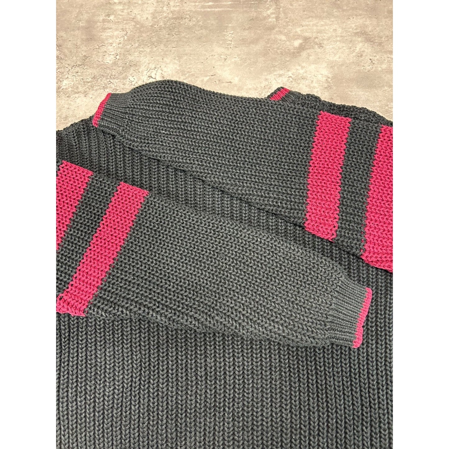 Vintage 90s Striped Sleeve Pullover Ribbed Knit Sweater Size Medium