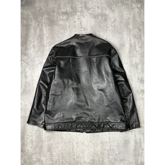 Vintage Arizona Jean Company Striped Cafe Racer Leather Jacket Size 2XLT