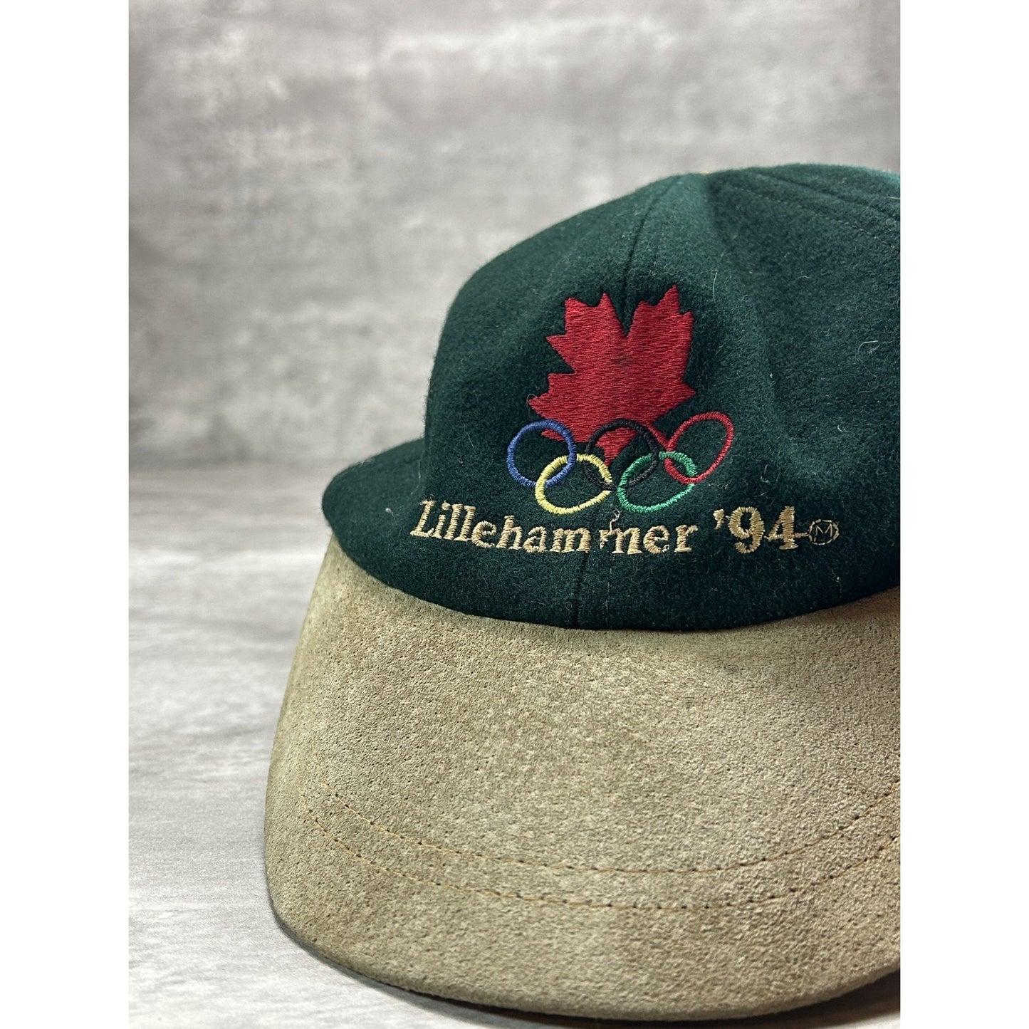 Vintage 1994 Lillehammer Olympics Embroidered Logo Strapback Hat OSFA Green