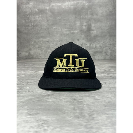 Vintage 90s Michigan Tech University NCAA Embroidered Spellout Snapback Hat OSFA