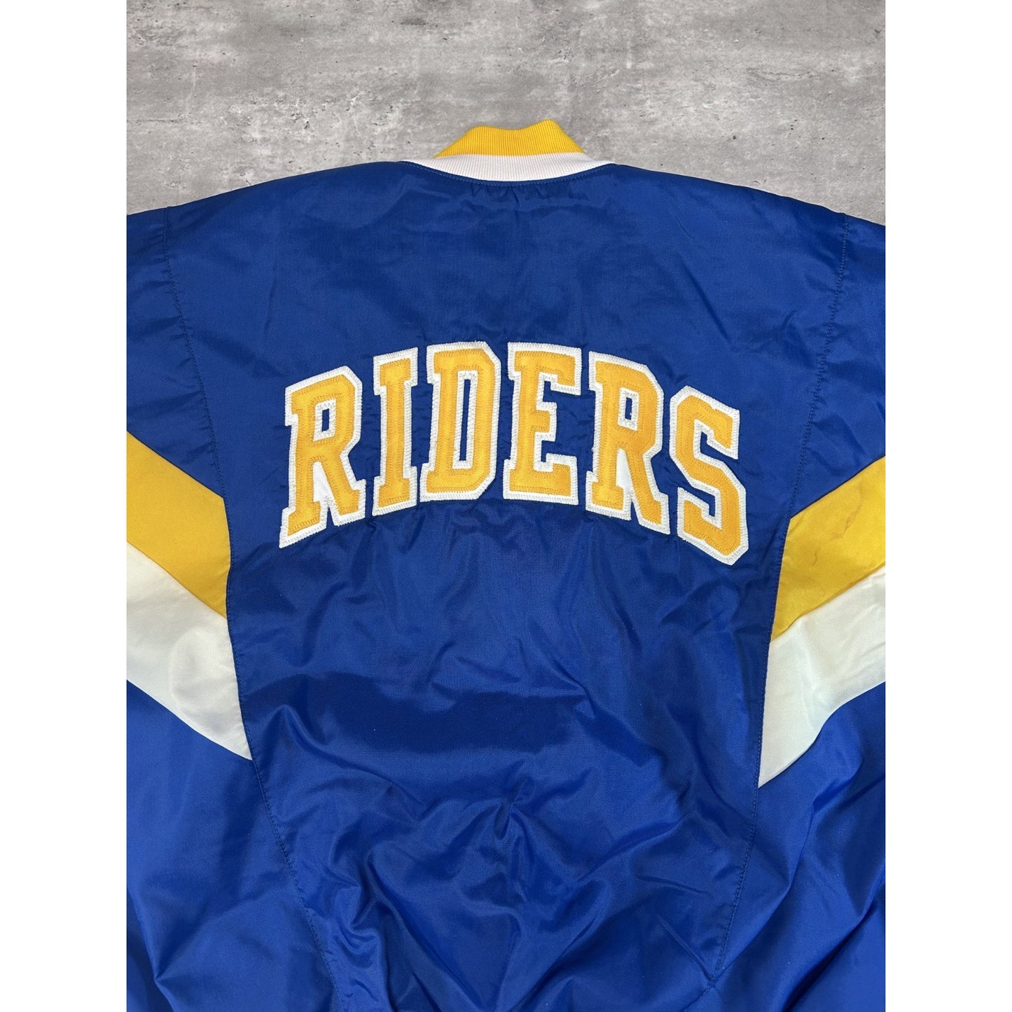 Vintage 90s Roughrider Baseball Embroidered Nylon Varsity Bomber Jacket Size XL