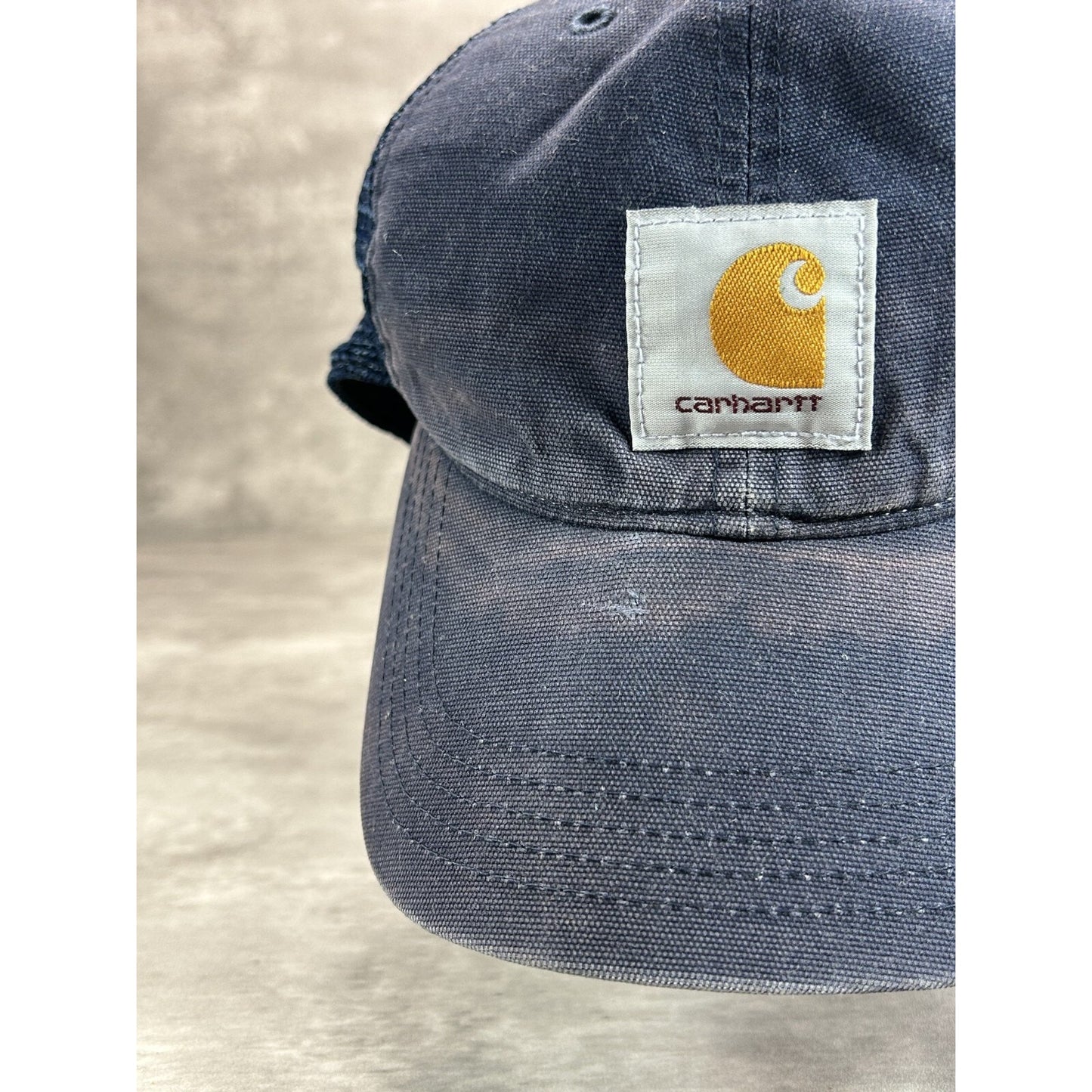 Carhartt Workwear Embroidered Patch Trucker Snapback Hat OSFA Navy Blue