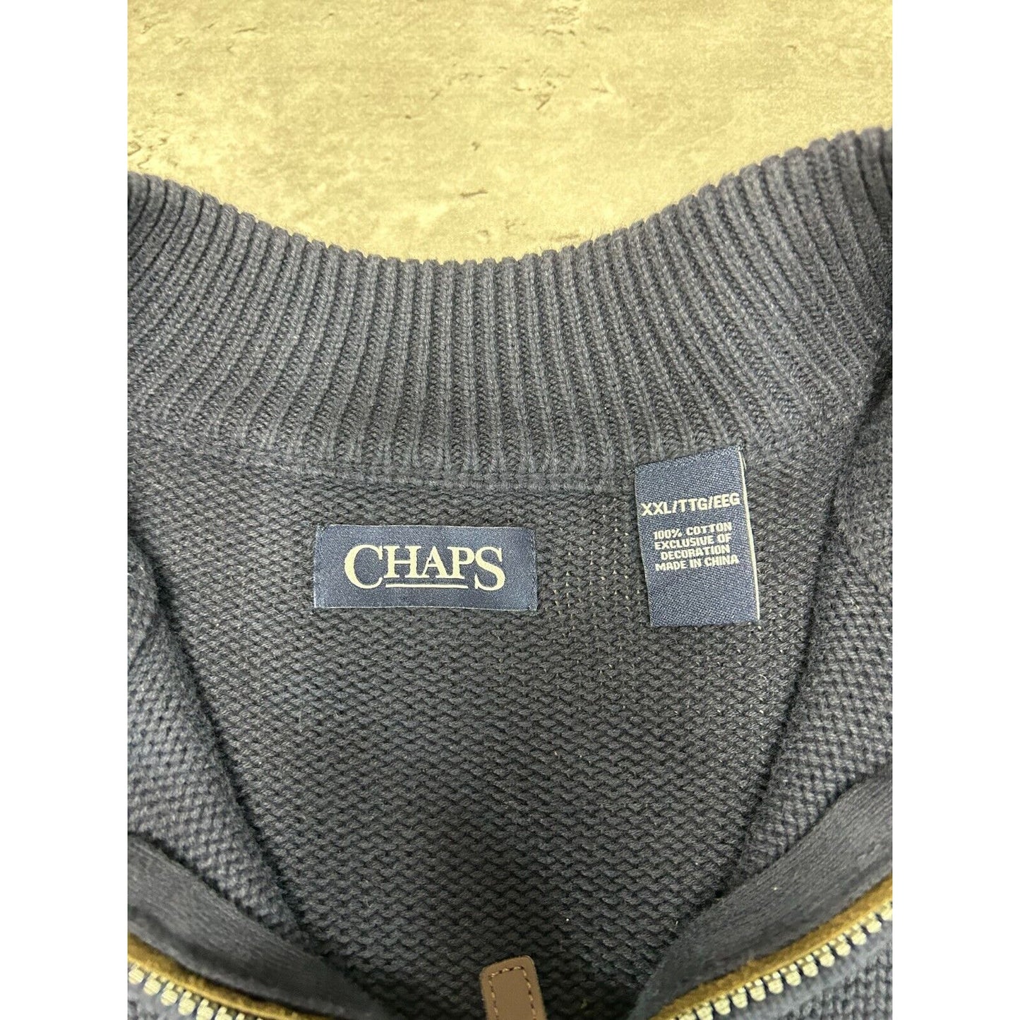 Vintage Chaps Ralph Lauren Embroidered Crest 1/4 Zip Knit Sweater Size XXL