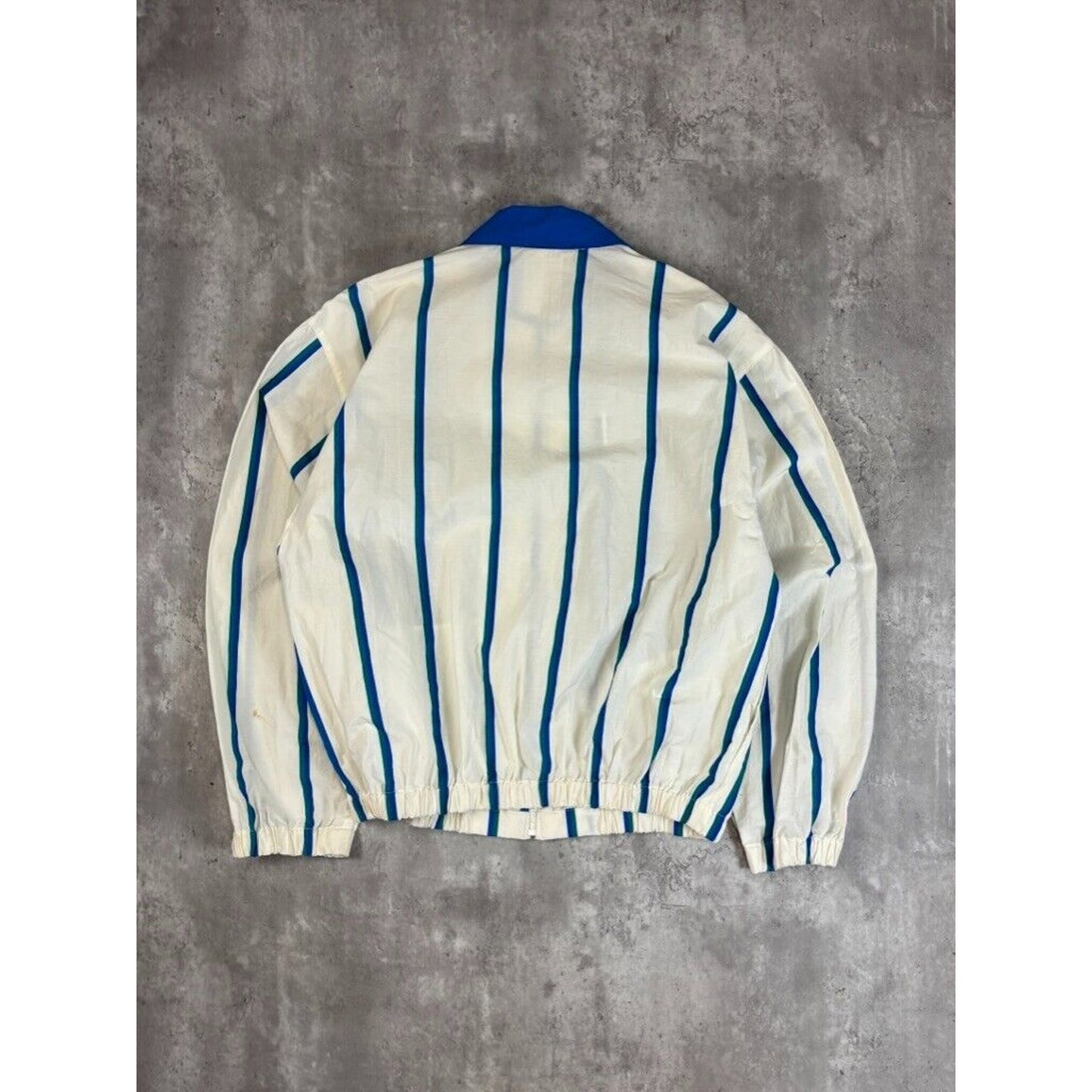 Vintage 1990s Izod Lacoste Striped Full Zip Nylon Windbreaker Jacket Size Medium