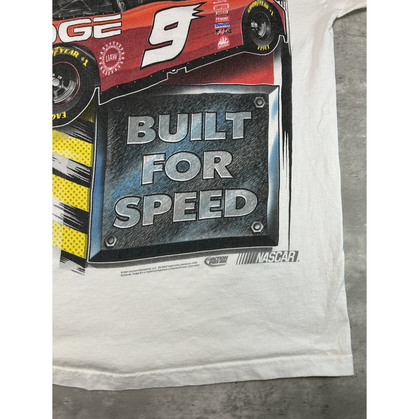 Vintage 2001 Bill Elliot #9 Nascar Making The Move AOP Race T-Shirt Size Large