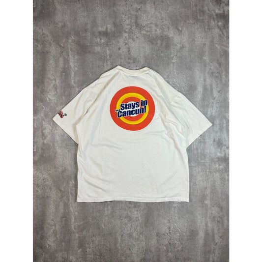 Vintage Y2K Fubu What Happens In Cancun Spellout Graphic T-Shirt Size XL