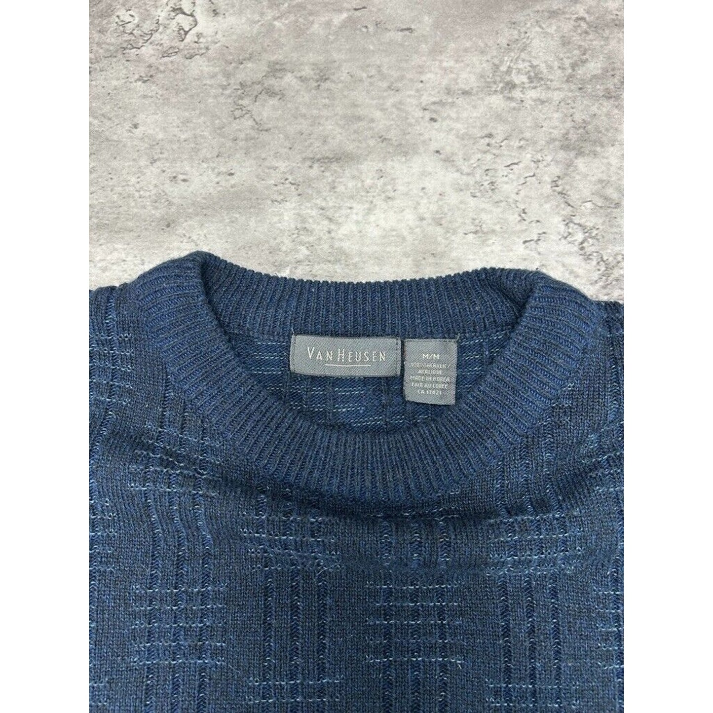 Vintage 90s Van Heusen Texture Pattern Pullover Knit Sweater Size Medium