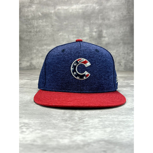 Chicago Cubs MLB 4th Of July American Flag Logo Baseball Fitted Hat 7 1/2