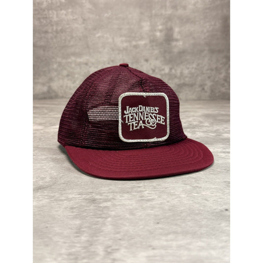 VTG 80s Jack Daniels Tennessee Tea Embroidered Patch Trucker Snapback Hat OSFA