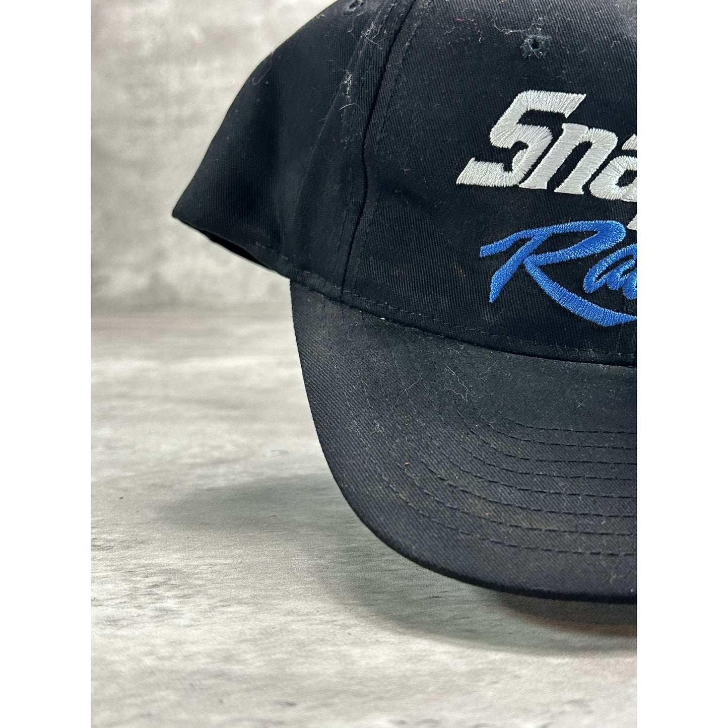 Vintage 90s Snap On Racing Embroidered Spell Out Snapback Hat OSFA Black