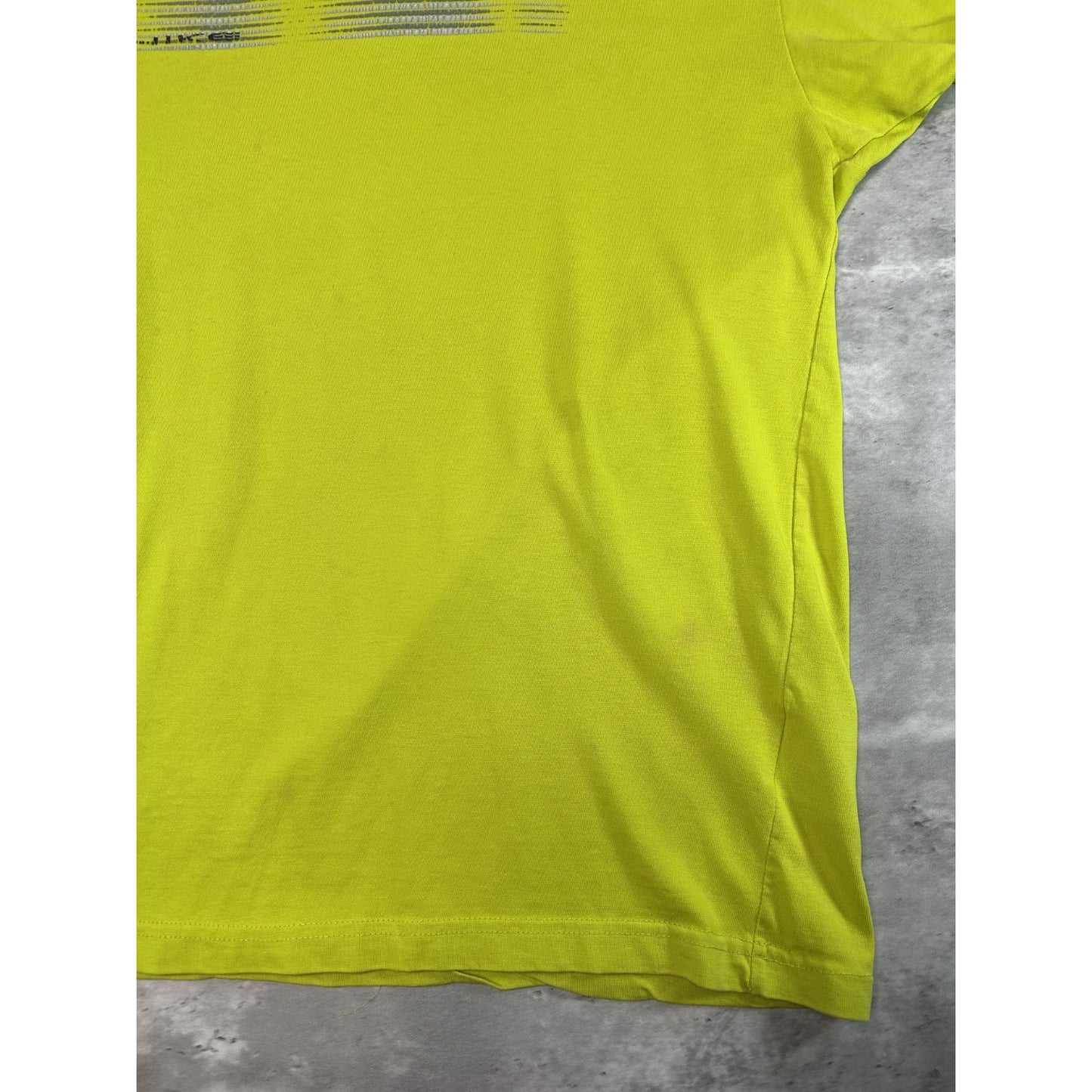 Vintage 2000s Nike Striped Spellout Graphic T-Shirt Size Medium Neon Green