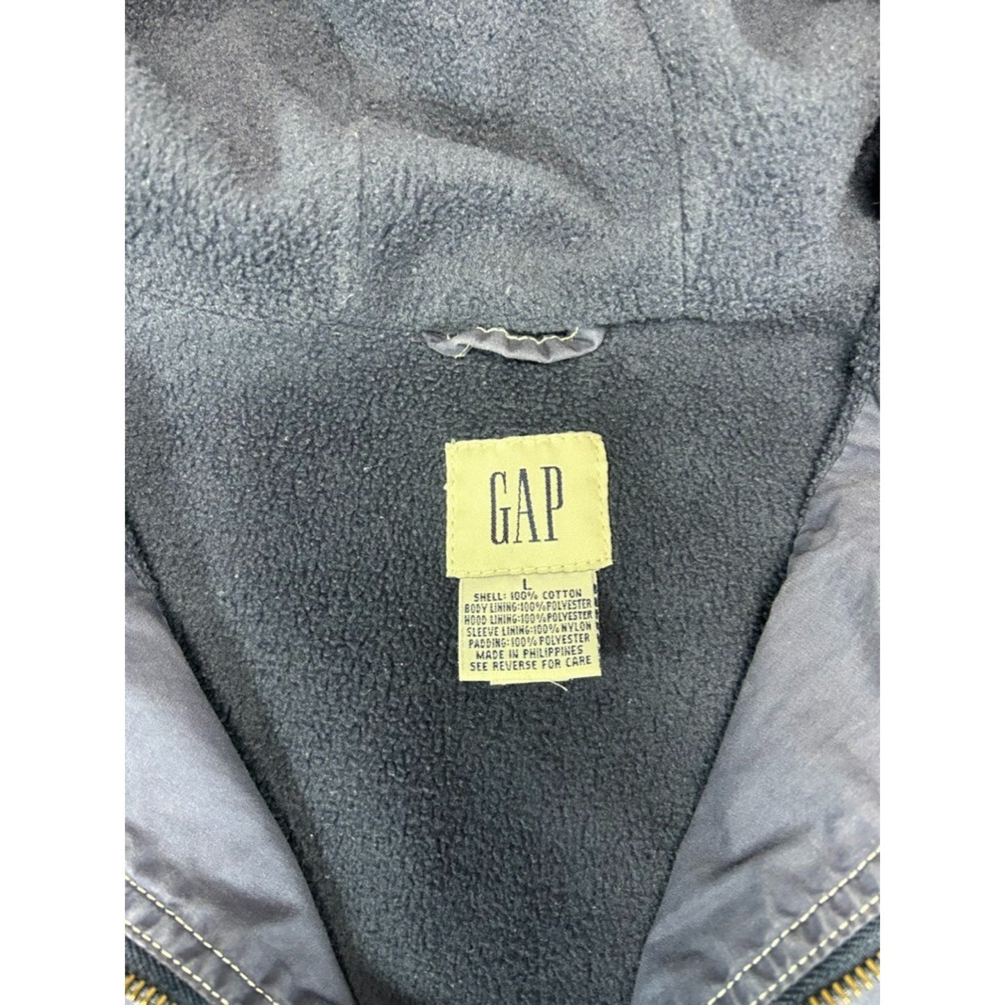 Vintage GAP Fleece Lined Hooded 1/4 Zip Contrast Stitched Jacket Size Large