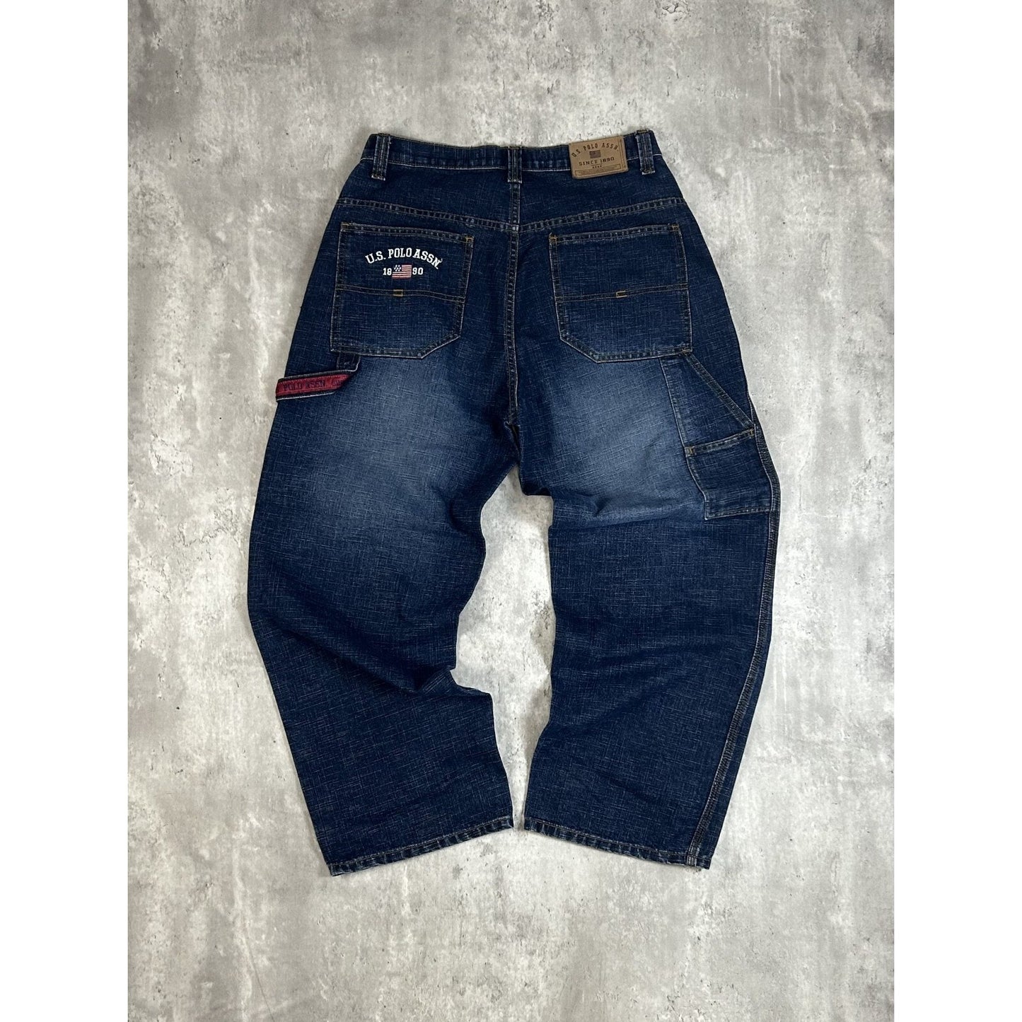 Vintage Y2K US Polo Assn. Embroidered Spellout Dark Wash Denim Pants Size 33