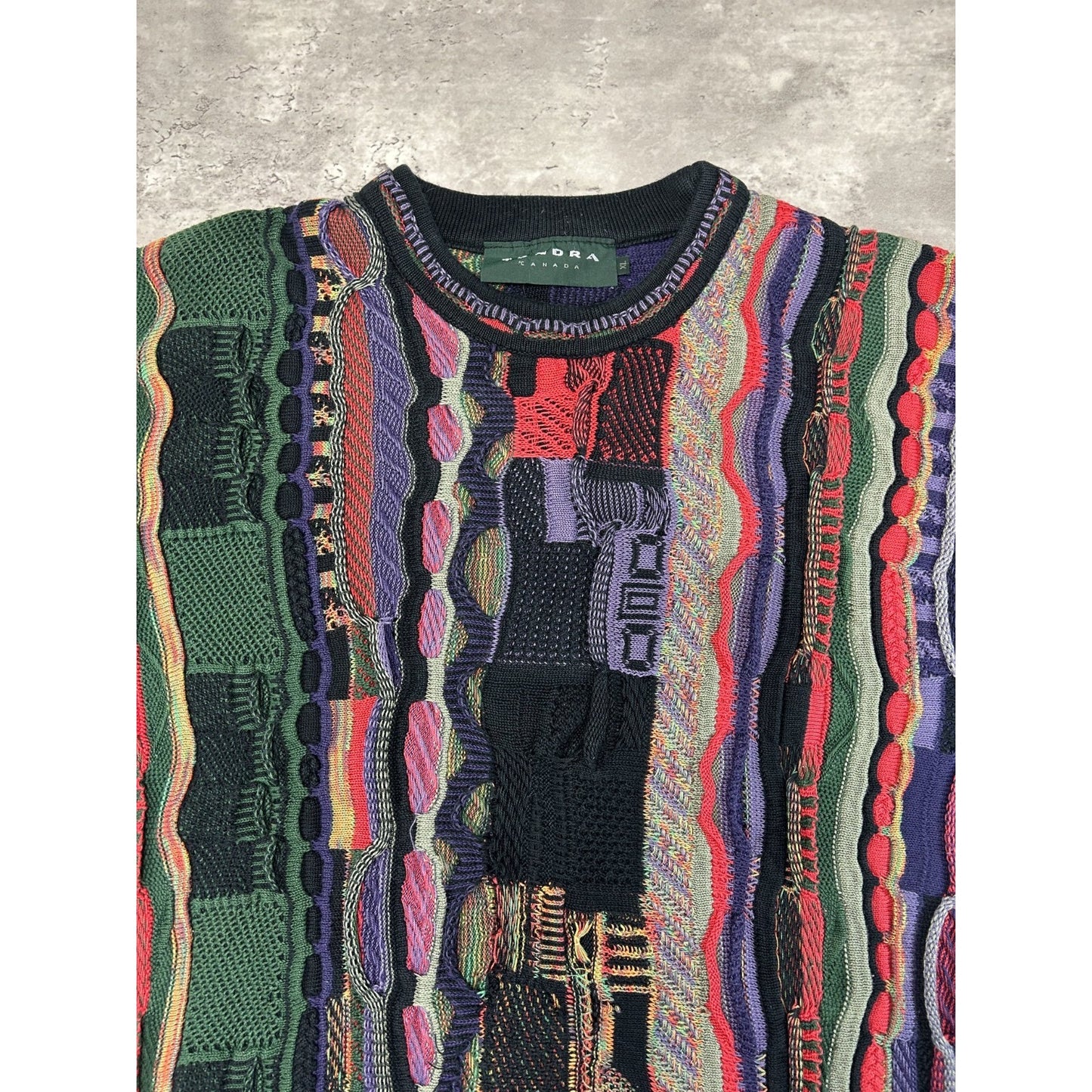 Vintage 90s Tundra Abstract 3D Print Pullover Knit Sweater Size XL