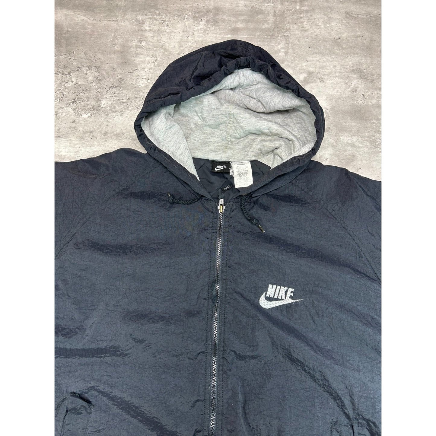 Vintage 2000s Nike Embroidered Logo Full Zip Nylon Jacket Size Large Black